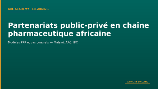 Partenariats public-privé en chaîne pharmaceutique africaine