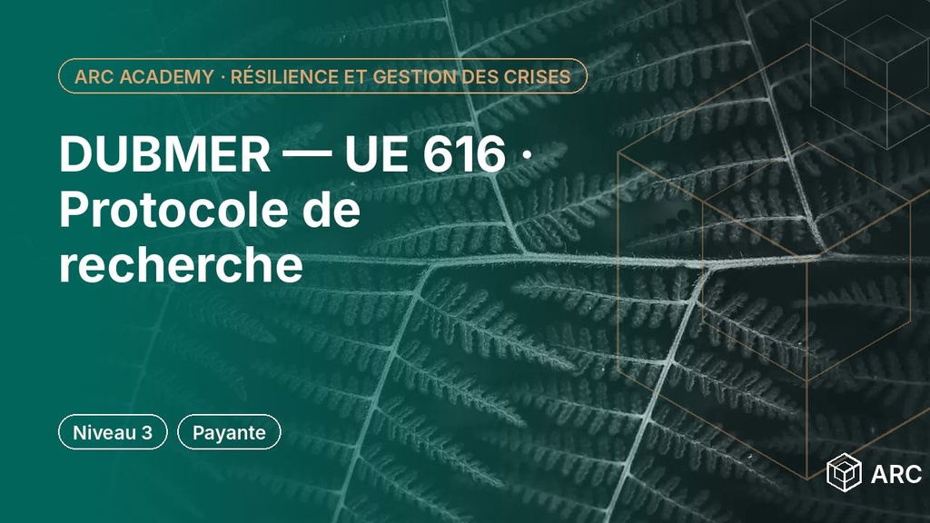 DUBMER — UE 616 · Protocole de recherche